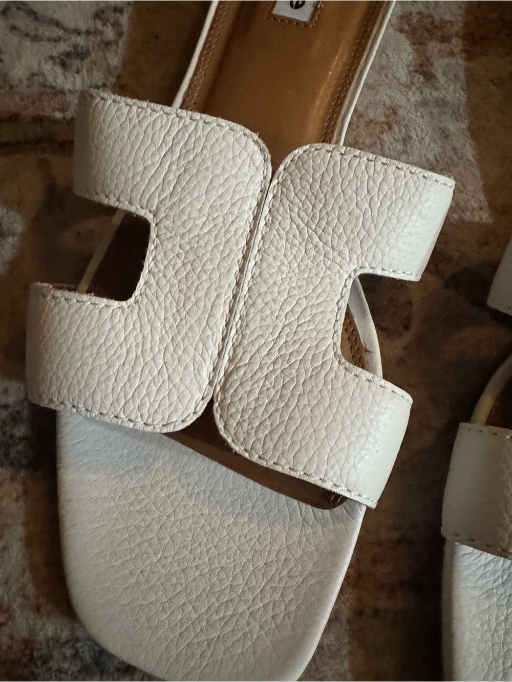 Dune London White Textured Leather Slide Mules - Picture 5 of 6
